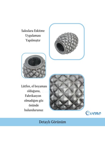 Ahşap Ayaklı Beton Saksı Büyük Boy Set 2 Adet Ananas Model
