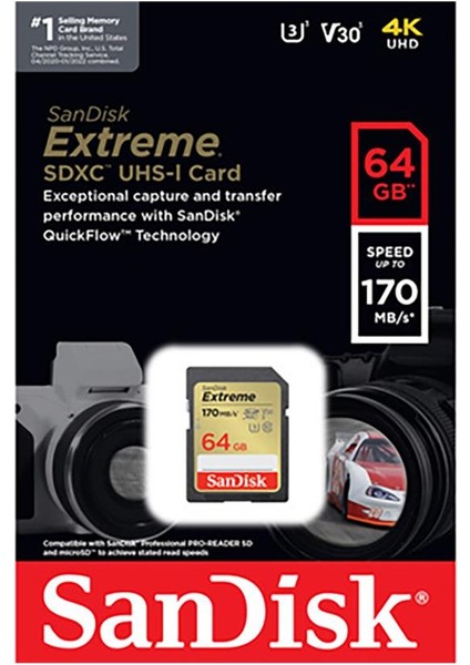 Extreme 64GB 170MB/S Sdxc Hafıza Kartı