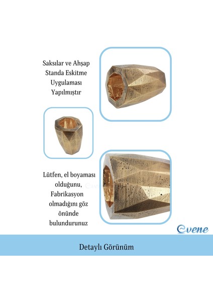 Ahşap Ayaklı Beton Saksı Büyük Boy Set 3 Adet Uzun Poly Model