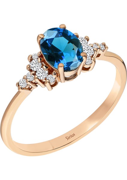 Pırlanta ve London Blue Topaz Taşlı Ilayda Yüzük fiyatları