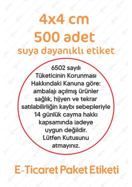 Iade Etiketi, E-Ticaret Paket Etiketi, Ürün Iade Etiketi Ambalaj Etiketi 500 Adet