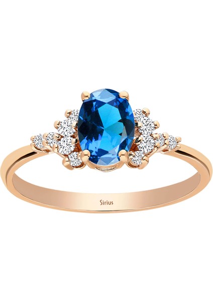 Pırlanta ve London Blue Topaz Taşlı Ilayda Yüzük