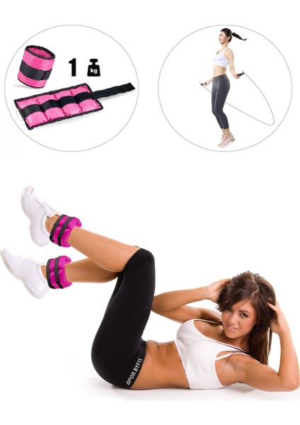 Pembe El Veya Ayak Bileği Ağırlığı + Atlama Ipi Hediyeli