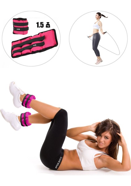 Pembe El Veya Ayak Bileği Ağırlığı + Atlama Ipi Hediyeli