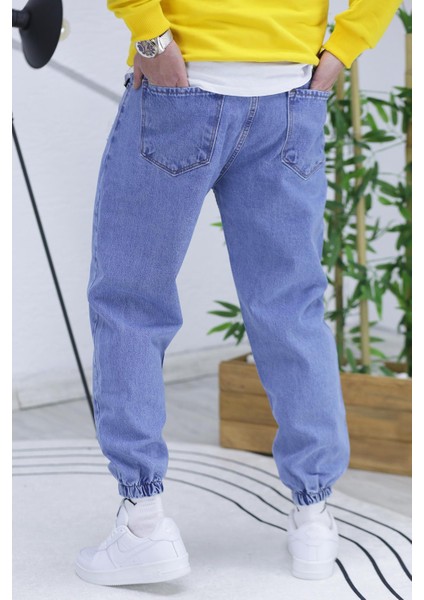 Erkek Lastikli Boyfriend Kot Pantolon Pamuk Mavi Renk fırsatları