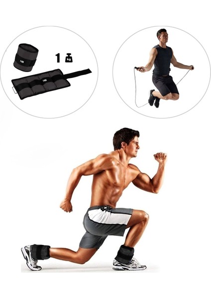 Siyah El Veya Ayak Bileği Ağırlığı + Atlama Ipi Hediyeli