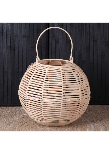 Rattan Bambu Yuvarlak Dekoratif Mumluk 28X25 cm