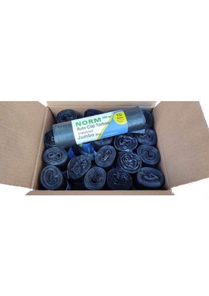 Endüstriyel Jumbo Çöp Torbası Poşeti - 2 Kat - Siyah - 300 Gr. - 80X110 Cm. -10X20 Rulo / Koli fiyatları