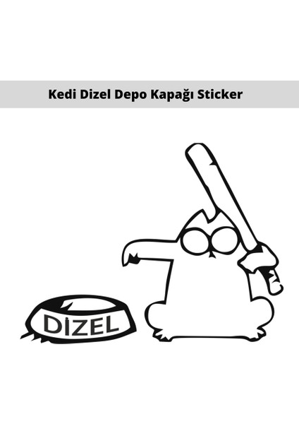 Kedi Sopalı Depo Kapağı Oto Sticker 15 cm