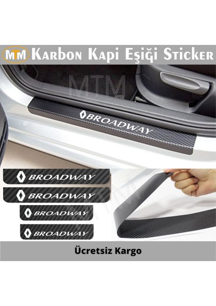 Renault Broadway Karbon Kapı Eşiği Sticker (4 Adet)