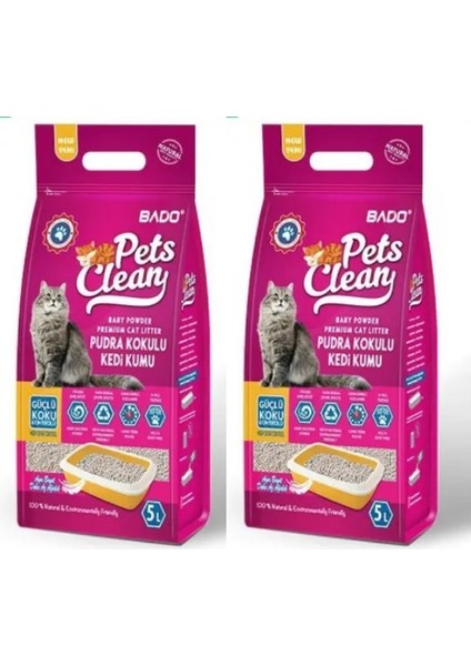 Pets Clean Kedi Kumu Bebek Pudra Kokulu 2*5 Lt