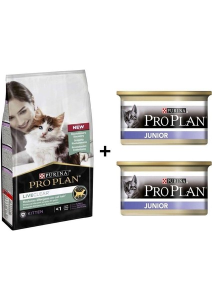 Live Clear Kitten Hindili Yavru Kedi Maması 1.4 kg + 2 Adet Pro Plan Tavuklu Yavru Kedi Konservesi 85 gr