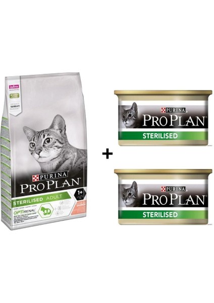 Somonlu Kısırlaştırılmış Kedi Maması 1.5 kg + 2 Adet Pro Plan Somonlu Kısır Kedi Konservesi 85 gr