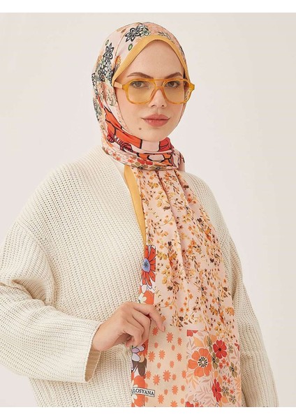 Yamalı Çiçek Desen Dijital Soft Şal-Hardal fiyatları