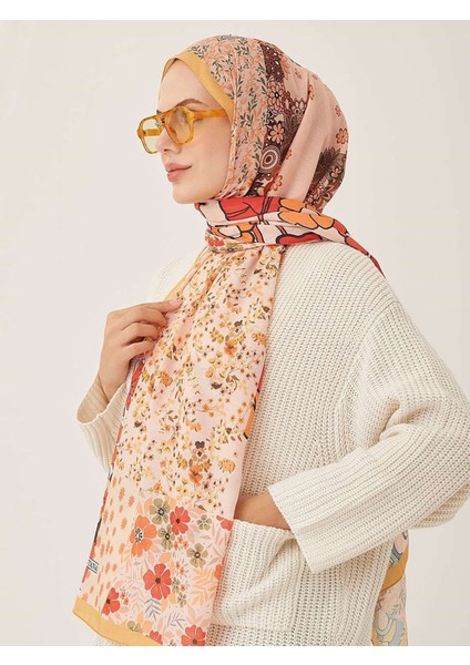 Yamalı Çiçek Desen Dijital Soft Şal-Hardal modelleri
