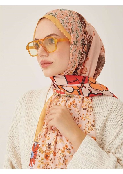 Yamalı Çiçek Desen Dijital Soft Şal-Hardal fırsatları