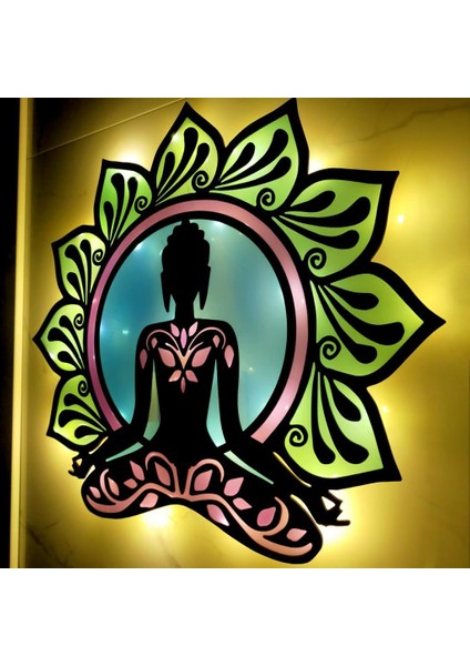 Epoksili Meditasyon Yoga Buda Figürlü Duvar Dekorlu Gece Lambası fırsatları