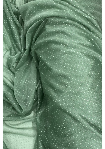 Yağmur Damlası Simli Abiye Elbise Şallık Tül Kumaş Mint Yeşil 75 fiyatları