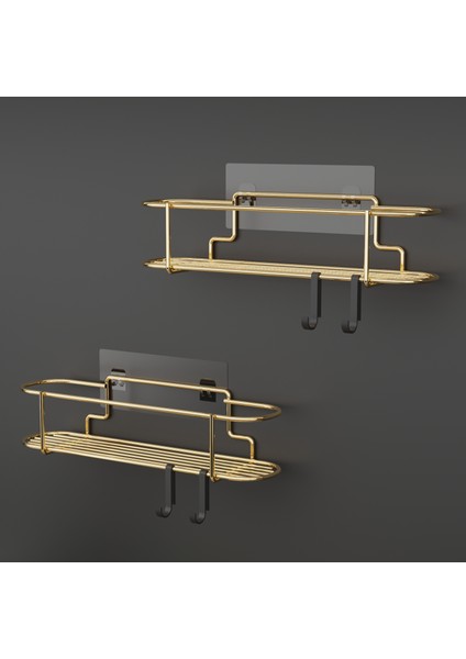 Baharatlık Lüks Metal Gold Mutfak Rafı Yapışkanlı Kancalı Şık Tasarım Tuzluk Askılık modelleri