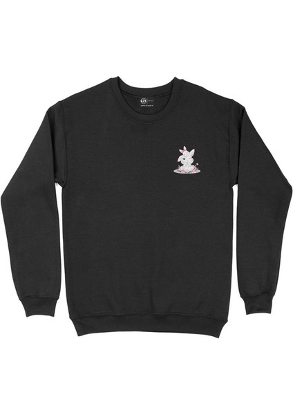 Tavçan Cep Tasarım Baskılı Sweatshirt