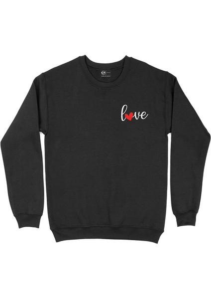 Love Aşk Kalpli Cep Tasarım Baskılı Sweatshirt