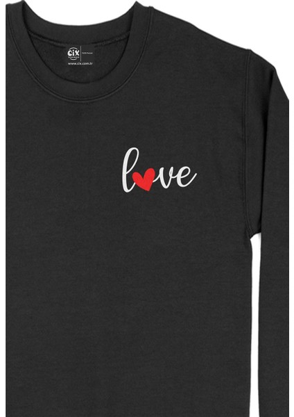 Love Aşk Kalpli Cep Tasarım Baskılı Sweatshirt fiyatları
