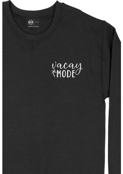 Tatil Modu Cep Tasarım Baskılı Sweatshirt