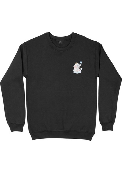 Sevimli Fil Yavrusu Cep Tasarım Baskılı Sweatshirt