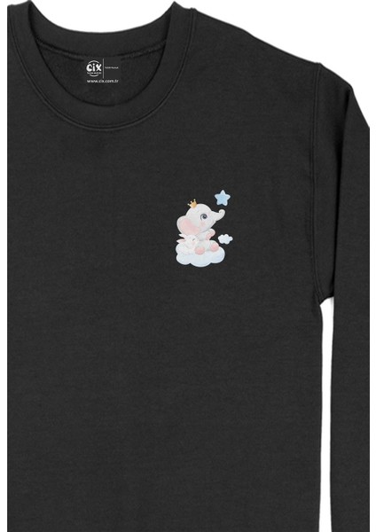 Sevimli Fil Yavrusu Cep Tasarım Baskılı Sweatshirt fiyatları