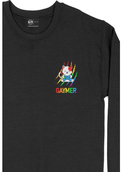 Gaymer Kedi Oyuncu Gamer Cep Tasarım Baskılı Sweatshirt fiyatları