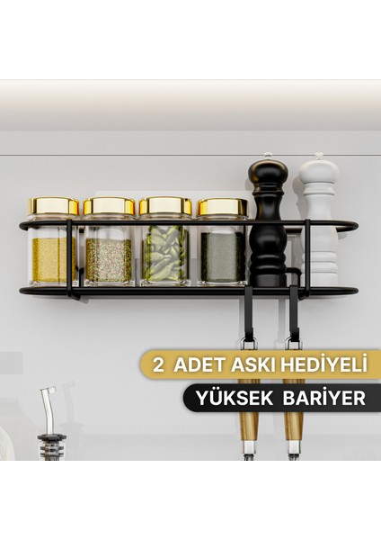 Baharatlık Lüks Metal Siyah Mutfak Rafı Yapışkanlı Kancalı Tasarım Tuzluk Askılık fiyatları