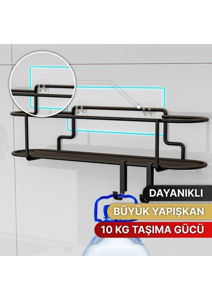 Baharatlık Lüks Metal Siyah Mutfak Rafı Yapışkanlı Kancalı Tasarım Tuzluk Askılık modelleri