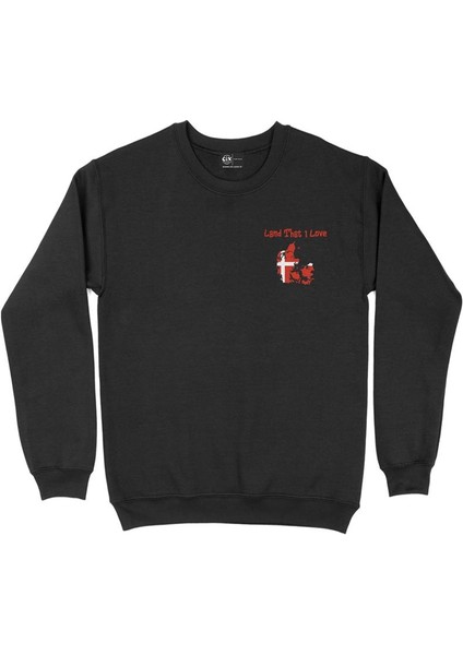 Land That I Love Danimarka Cep Tasarım Baskılı Sweatshirt