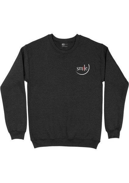 Smile Gülümse Cep Tasarım Baskılı Sweatshirt
