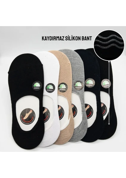 Ciho Socks 6 Çift Unisex Bambu Kaydırmaz Tabanlı Dikişsiz Babet Çorap