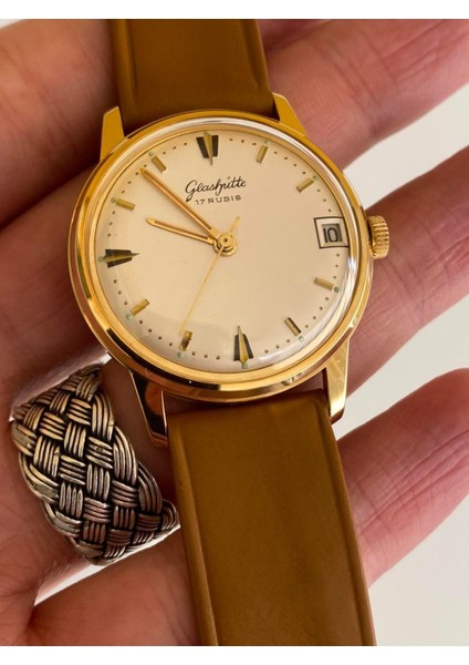 Gub Glashütte 09565 Altın Kaplama Vintage Kurmalı Kol Saati 36MM