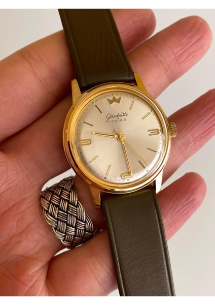 Gub Glashütte 03758 Altın Kaplama Vintage Kurmalı Kol Saati 36MM