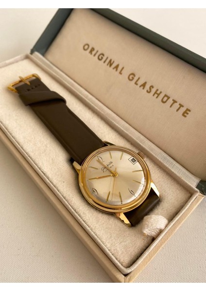 Gub Glashütte 10539 Altın Kaplama Vintage Kurmalı Kol Saati 36MM