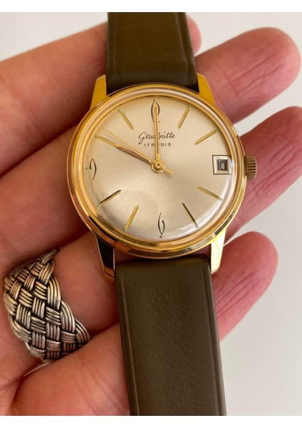 Gub Glashütte 10539 Altın Kaplama Vintage Kurmalı Kol Saati 36MM