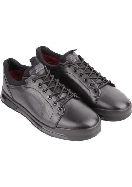 17374 Sneaker Siyah Deri Ayakkabı modelleri