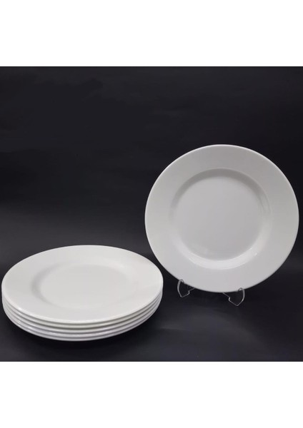 6 Adet Beyaz Melamin Büyükboy Servis Tabağı 26CM Sığ Tabak Günlük Kullanım Için Hesaplı Ordövr Tabak