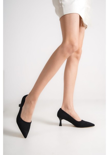 Kandy Siyah Süet Stiletto Kadeh Topuklu Ayakkabı modelleri