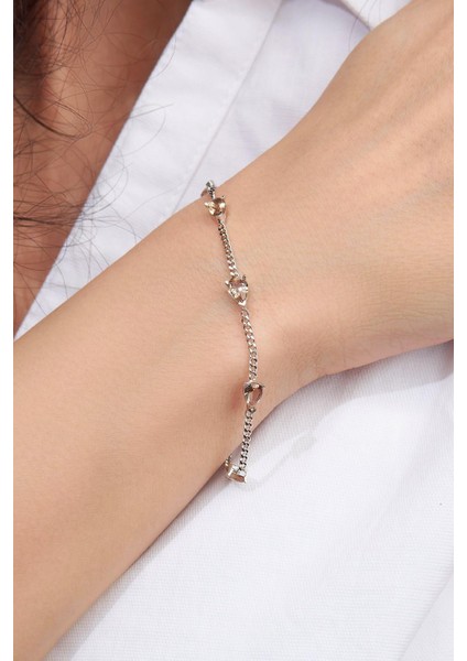 Gümüş Zultanit Taşlı Damla Pırlanta Model Gurmet Zincirli Bileklik