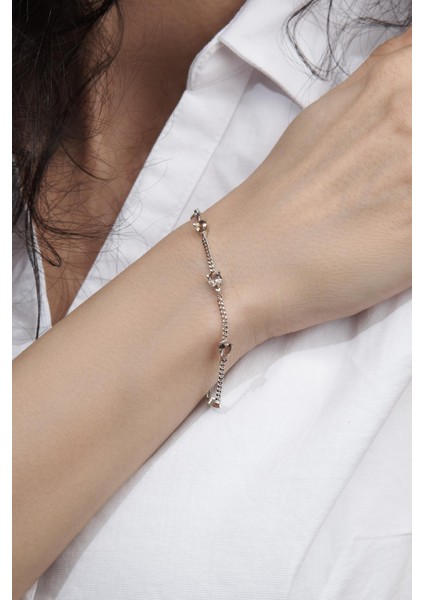 Gümüş Zultanit Taşlı Damla Pırlanta Model Gurmet Zincirli Bileklik modelleri