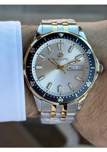 Day Date Göstergelli Çelik ,spor ve Şık Kullanıma Uygun Erkek Kol Saati