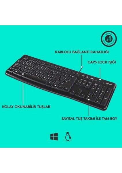 Logıtech K120 Klavye Q Tr Siyah