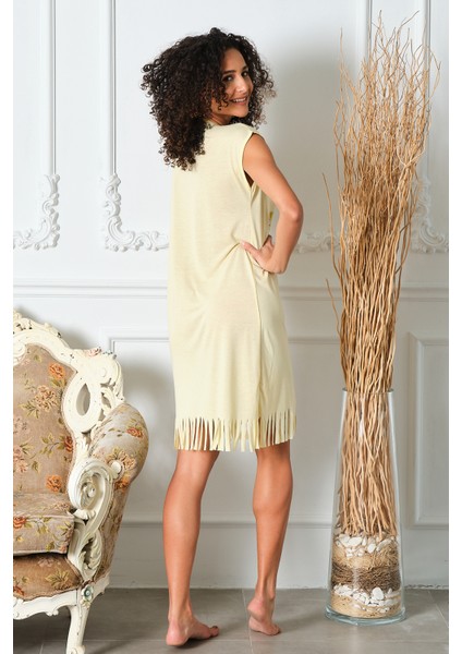 Limon Desenli Püsküllü Viskon Penye Günlük Elbise fırsatları