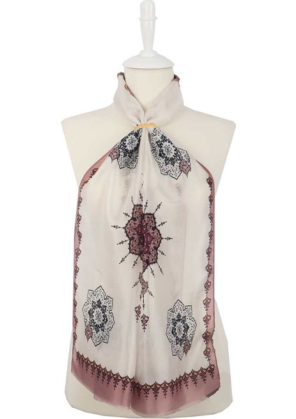 Pudra Lila Göbekli Vual İpek Fular