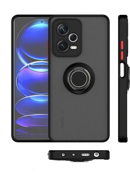 Xiaomi Redmi Note 12 Pro 5G Kılıf Montreal Yüzüklü Standlı + Ekran Koruyucu