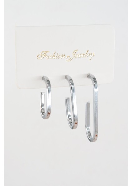 Kadın Özel Tasarım Geometrik 3 Boy Küpe Seti modelleri